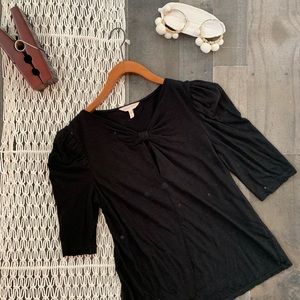 Rebecca Taylor Twist Neck Top in Black